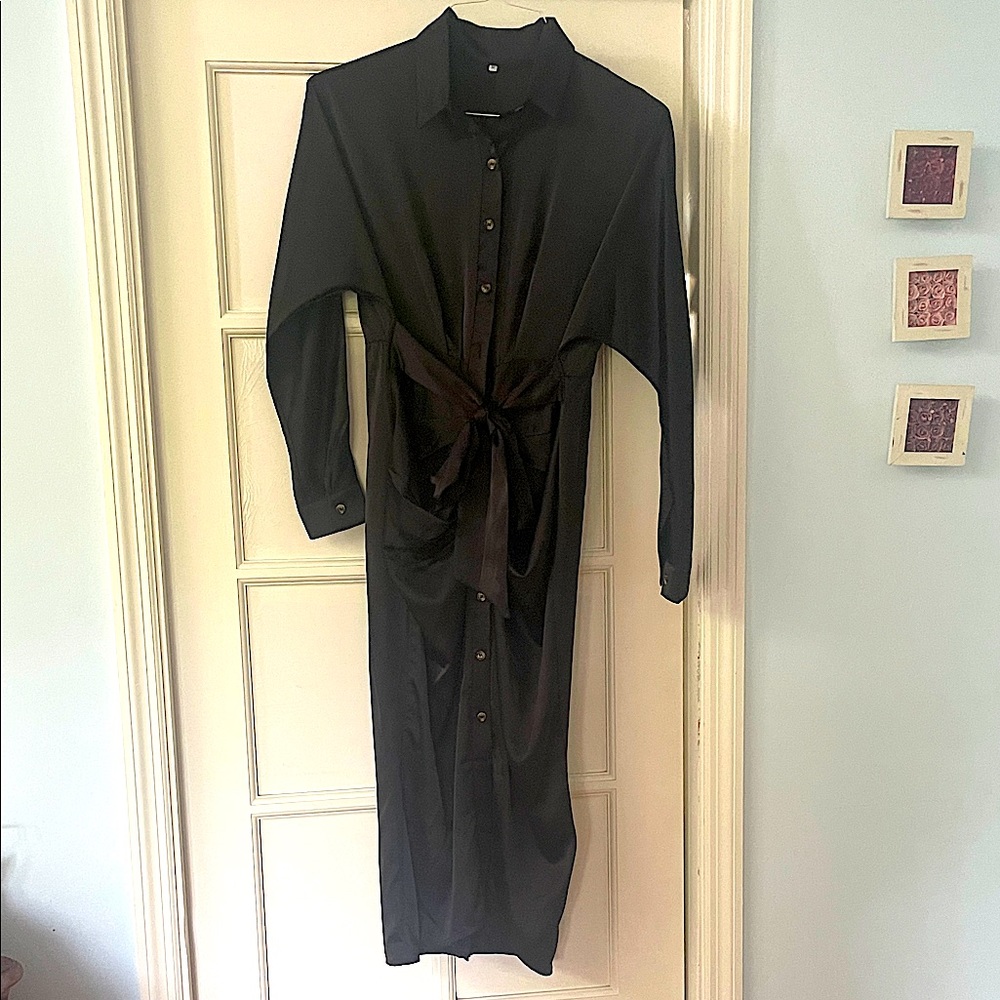 Elegant Black Button-Down Dress